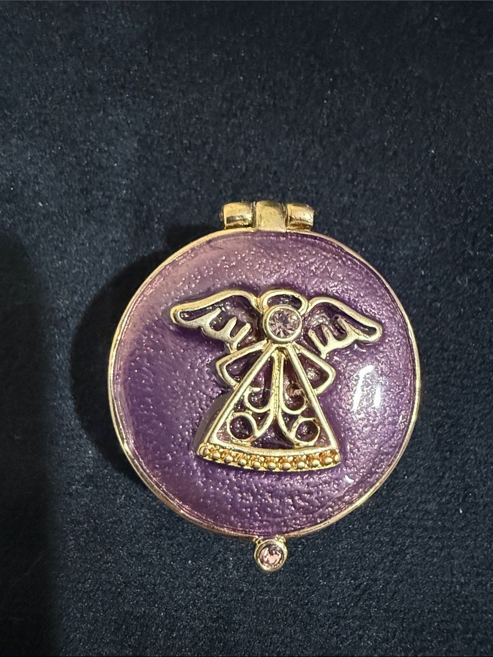 Gold-Tone Purple Enamel Angel locket